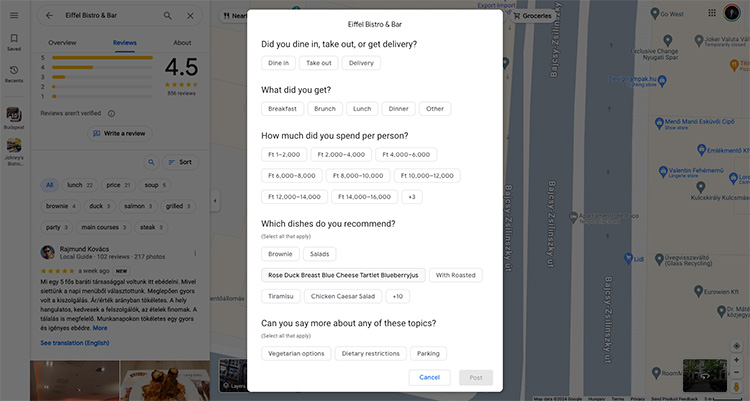 google értékelés bekérése bővített információkkal